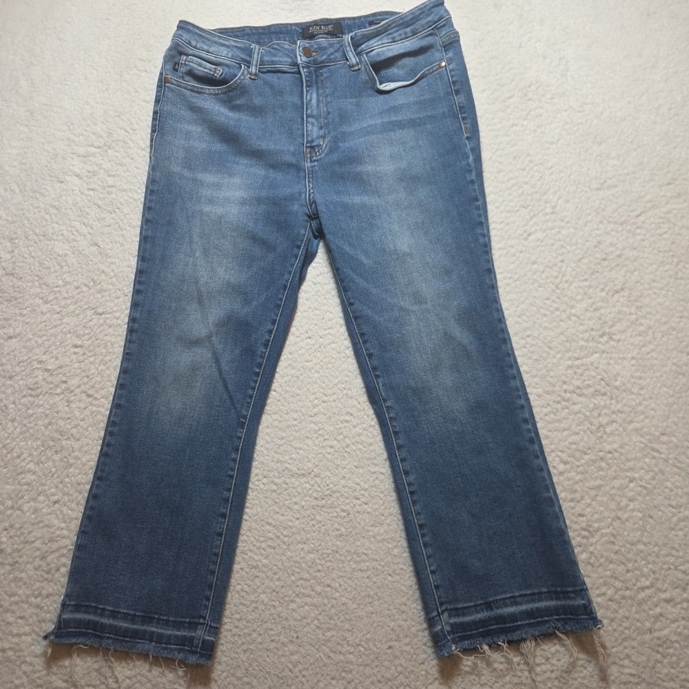Judy Blue Jeans Womens 13 Boot Cut Mid‎ Rise Med Wash Stretch Denim Fray 32x23